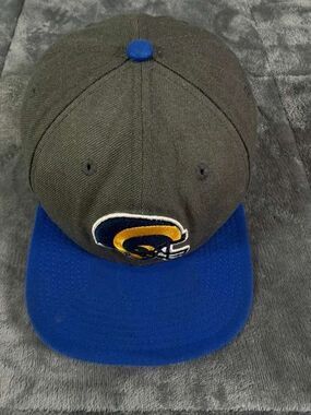 LA Los Angeles Rams New Era 9FIFTY Snapback Hat Blue Gray Vintage Helmet Logo.